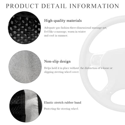 Yourkar Elastic Steering Wheel Cover, 15"×15" Comfy Breathable Stretch Steering Wheel Protector, Ice-Silk Cloth Polyester Steering Wheel Cover for Men Women, Car Accessories (Black) - color: Black