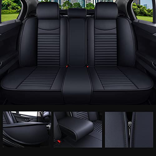 Aierxuan Back Rear Seat Covers Universal for Toyota Honda Kia Ford Mazda Jeep Lexus Waterproof Leather Compatible with Split Bench 60/40 (Rear Seat/Black) - color: Rear Seat/Black