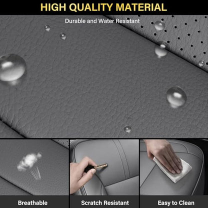 Coverado Chevy Silverado Seat Covers, Faux Leather Seat Covers Fit for Chevy Silverado GMC Sierra 2007-2026 1500, 2015-2026 2500HD 3500HD Crew Double Extended Cab (Front,Gray) - color: Gray, size: Front(2007-2025)