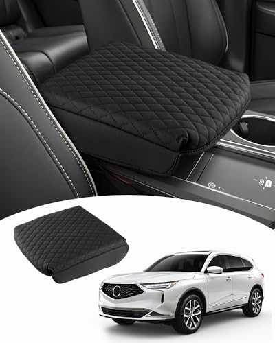 Shademax Custom Fit for Center Console Cover Acura MDX 2022 2023 2024 2025 2026 Accessories Armrest Cover Center Console Pad PU Leather Armrest Seat Box Cover Protector Anti-Scratch Black - size: Size for Acura MDX 2021-2026