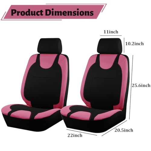 Car Seat Covers Full Set, Polyester Vehicle Front ＆ Rear Bench Seat Protectors with 5 Headrest Covers, Automotive Interior Chair Protection Accessories, Universal Fit (Pink) - color: Pink