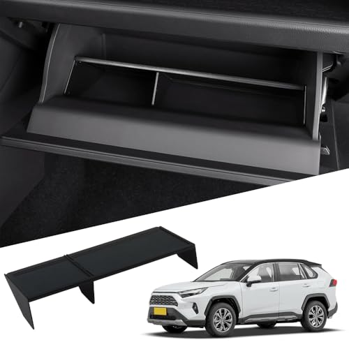 Glove Box Organizer for T-oyota RAV-4 2019-2025, Center Console Storage Divider Tray with 3 Compartments - ABS Plastic Insert for Passenger Side Glove Compartment