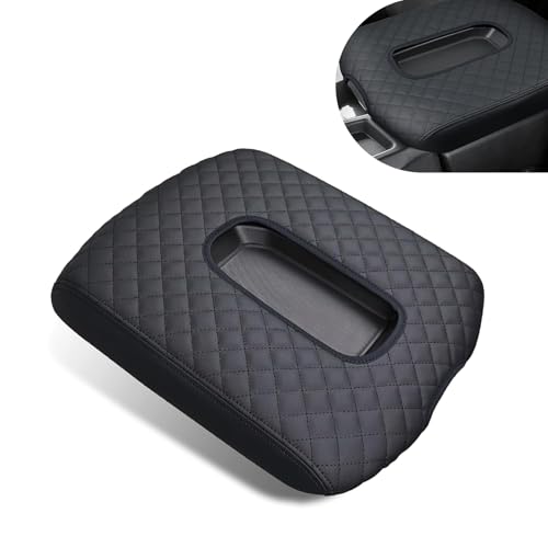 Car Center Console Cover, Console Leather Armrest Cover, Automobile Armrest Box Cover Replacement, Compatible with Chevrolet 2019-2023 Silverado