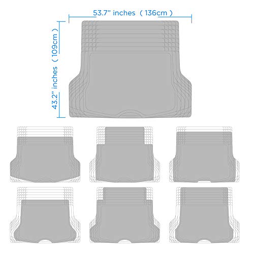 BDK Cat® CAMT-9014 (4-Piece) Large Deep Dish Rubber Car Floor Mats with Trunk Cargo Liner, Universal Trim to Fit Front & Rear Combo Set for Car Sedan SUV Van, Heavy Duty All Weather - color: Black
