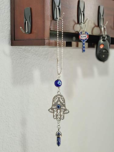 LUCKBOOSTIUM Hand Protection Amulet Car Rearview Mirror Hanging Ornament Evil Eye Charms Accessories Good Luck (2"x11" Blue Spotted Stone) - color: Blue Spotted Stone
