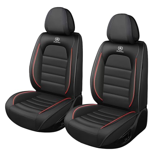 Car Seat Covers for GMC Sierra 1500/2500/3500 Denali SLT AT4 AT4X Base Seat Covers 2008-2026, Waterproof Premium Nappa Leather Seat Protectors(Standard 2 Seats/Black&Red) - color: Black&Red, size: Standard 2 Seats