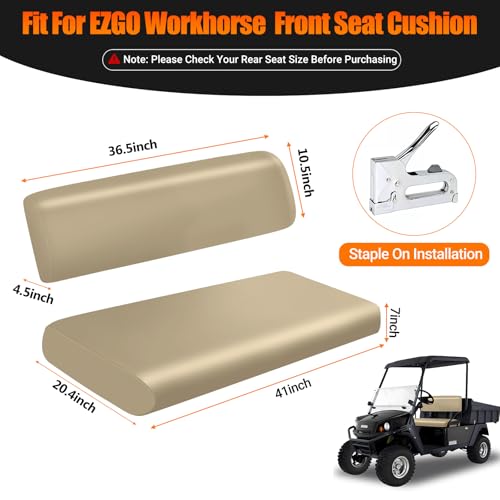 Golf Cart Front Seat Covers Staple On Replacement for EZGO Workhorse Golf Cart Seat Beige Micro Fiber Leather Seat Cover - color: Beige, size: EZGO Workhorse