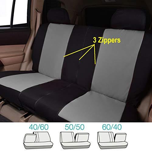 Flying Banner Car Seat Covers Front Seats Rear Bench Polyester car seat Protectors Easy installations Rear Bench Split Classic man Lady Truck (Full Set - Low Back, Black Gray) - color: Black Gray