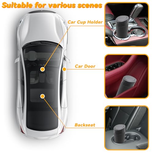 Car Trash Can Bin with Lid, Leakproof Garbage Can for Vehicle, Mini Trash Bin with 90 Attached Trash Bags, Easy to Clean Cup Holder Trash Can for Car, Home, Office - color: Black 1