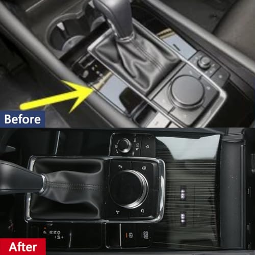 Car Accessories Fit for 2019 2020 2021 2022 2023 2024 2025 Mazda 3 Axela Interior Gear Shift Knob Console Media Panel Cover Trim (Brushed Black Style) Stainless Steel 1 PC - color: Brushed Black Style