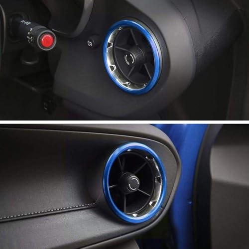 iJDMTOY 4pc Sports Blue Aluminum Air Conditioner Outer Vent Decoration Trim Covers Compatible with Chevrolet 2016-up Gen6 Camaro