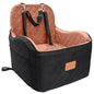 Lealchum Dog Booster Car Seat for S/M Dogs Up to 35lbs,Soft 6in Elevated Cushion,Fits in Front/Back Seat,Fully Detachable and Washable,2 Storage Pockets & 3 Straps,Easy to Install (Black/Brown,Medium) - color: Black/Brown