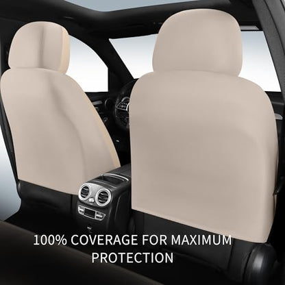 HChengkikz Car Seat Covers, Breathable and Waterproof Leather Seat Covers, Luxury PU Universal Fit Automotive Airbag Compatible for Most Cars Sedans SUV and Truck (2 Pieces, Front Seat, Beige) - color: N1 Beige, size: Front Seat