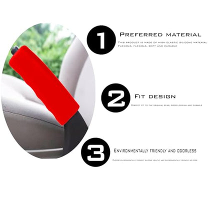 1 Pcs Car Handbrake Cover, Car Silicone Handle Sleeve, Brake Grip Sleeve Protector, Car Handbrake Protector, Suitable For Most Vehicle - color: Red