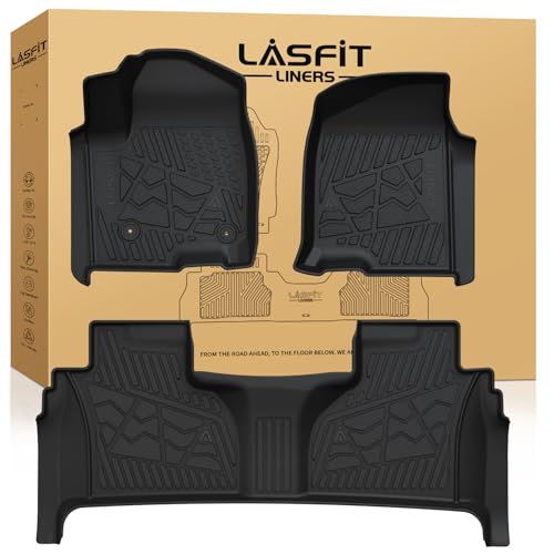 LASFIT Floor Mats 2019-2026 for Chevy Silverado/GMC Sierra 1500, 2020-2026 2500HD 3500HD, Only Double Cab/Bucket Seat (Only Fit with Rear Under-Seat Storage, But Not Fit 2nd Row Plastic Storage) - size: Bucket/Double Cab/With Rear Storage 2019-2026