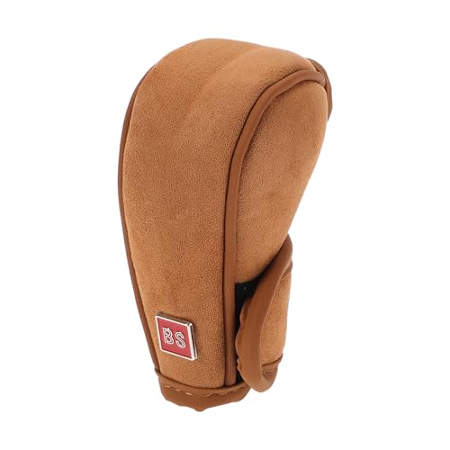 1 Pc Gear Shift Knob Cover Decoration Stick Shifting Handle Protector 12x4.5cm/4.72"x1.77" Brown Faux Leather
