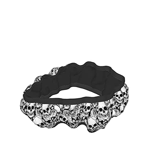 Skull Steering Wheel Cover Non Slip Black and White Neoprene Steering Wheel Protector Covers Universal 15 inch for Women Men Car Accessories - color: Black3
