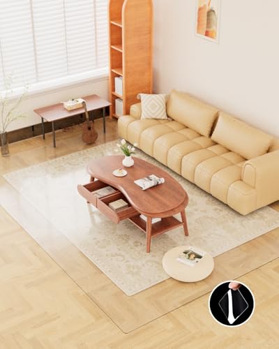 【16 Anti-Slip Stickers Included】6'×9' Large Clear Vinyl Floor Mats for Home, Waterproof Rug Cover, Plastic Rug Floor Protector Mat for Hardwood, Wipeable Clear Area Rug for Garage/Living Room - size: 6' x 9' (Rectangular)