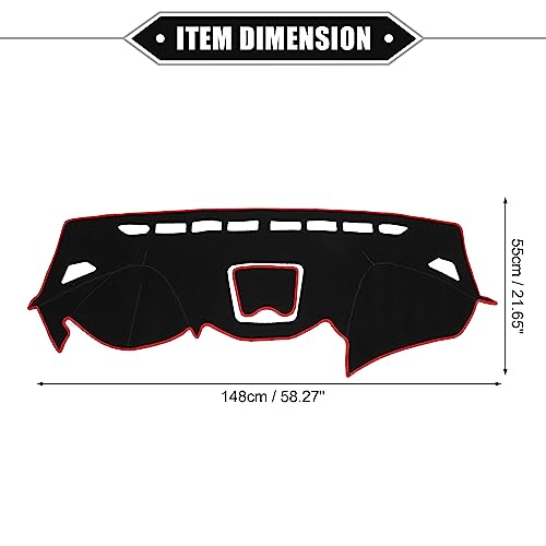 Dashboard Cover Compatible for Hyundai Santa Fe 2013-2018, Non-Slip Polyester Black Red Dash Cover Mat Dash Board Protector Cover - color: Red