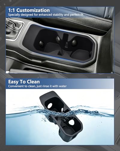 Cup Holder Inserts for Jeep Wrangler JL JLU 4xe & Gladiator JT 2018-2025, Non-Slip TPE Cup Holder Liners & Center Console Inserts, Interior Accessories Protect Against Spills, Scratches and Rattles - size: For Wrangler/Gladiator 2018-2025
