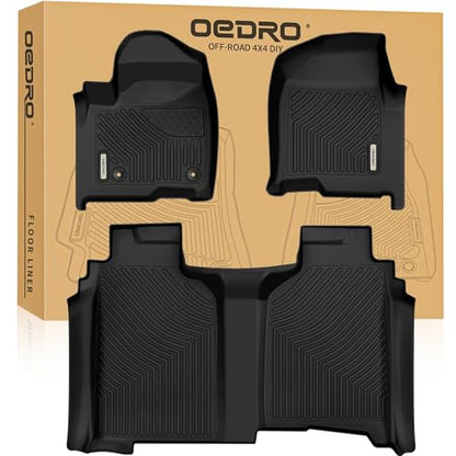 OEDRO Floor Mats Fit for 2019-2026 Chevy Silverado/GMC Sierra 1500 & 2020-2026 Silverado/Sierra 2500HD/3500HD Crew Cab TPE Floor Liner, No Rear Underseat Storage Box - style: Bucket Seat| Crew Cab| w/o underseat storage