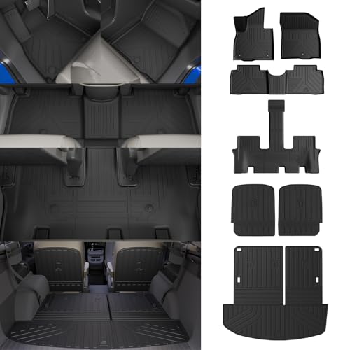 Rongtaod Floor Mats Compatible with 2026 Hyundai Palisade Gas Cargo Mat Trunk Mat Cargo Liner Kick Mats 7-Seater Captain Chairs All Weather Palisade Accessories (Floor Mats Full Set 7pcs) - color: 26,7-Seat Floor Mats+Trunk Mat+Kick Mats