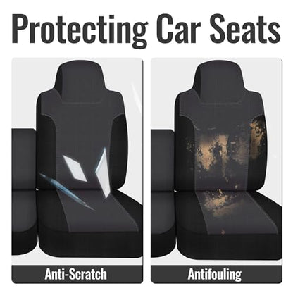 40/60 Split Bench Design Front Seat Cover for Isuzu NPR 1995-2005, Knitted Fabric with Soft Foam Lining, Breathable Seat Protector-Balck