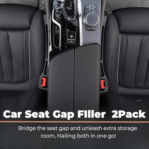 Car Seat Gap Filler, 2-Pack No Drop Seat Guard Universal Fit Car Seat Gap Plug Anti-Drop with Storage, Fill The Gap Between Seat and Console, Auto Accessories for SUV Truck Sedan - color: Black