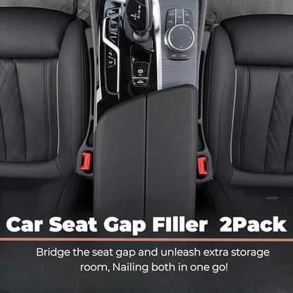 Car Seat Gap Filler, 2-Pack No Drop Seat Guard Universal Fit Car Seat Gap Plug Anti-Drop with Storage, Fill The Gap Between Seat and Console, Auto Accessories for SUV Truck Sedan - color: Black