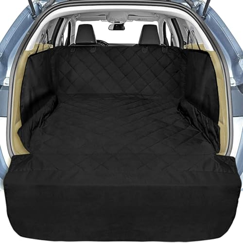 Veckle SUV Cargo Liner for Dogs, Water Resistant Trunk Cover with Side Flaps, Compact to Mid-Size Fit Cargo Area Protector with Bumper Flap for Smaller SUVs, Black - color: Black, size: Medium (With Flaps) 80"