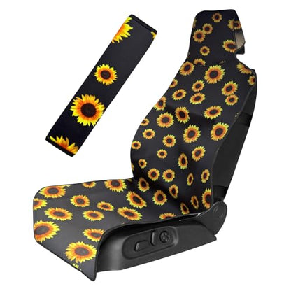 Universal Cloth Car Seat Covers Full Set with Buckle Fastening, Water-Resistant Fabric Auto Interior Protector – Fits Most Cars, SUVs, Trucks (Sunflower) - style: Sunflower