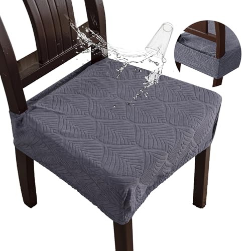 Waterproof Stretch Seat Covers,Dining Room Chair for 4 Set Removable Washable Chair Slipcover Protectors,Rear Covers,Dark Grey - color: Dark Grey, size: 4PCS-Rear-covered