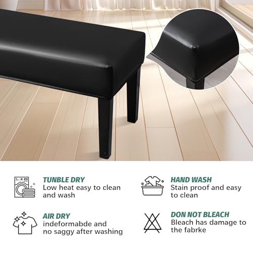 FUANGUI PU Waterproof Bench Cover, Stretch Dining Bench Cover for bedrooms, Living Rooms, Kitchens, Protector Chair Bench Piano Bench Seat Covers Stool Slipcover Removable, Washable - Black - color: Pu Black