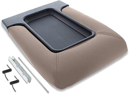 Center Console Lid Replacement Kit for 99-07 Silverado, Avalanche, Suburban, Sierra, Yukon - Replaces OEM 19127364, 19127365, 19127366 (Beige) - color: Beige