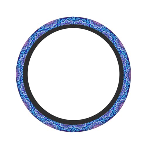 Blue Mandalas Elastic Steering Wheel Cover Non-Slip Breathable Steering Wheel Protector Fit Auto, SUVs, Truck - color: Blue Mandalas