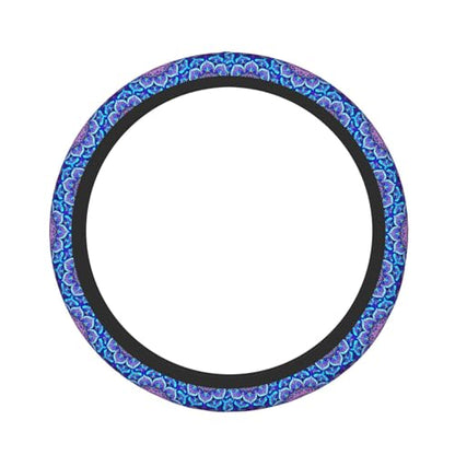Blue Mandalas Elastic Steering Wheel Cover Non-Slip Breathable Steering Wheel Protector Fit Auto, SUVs, Truck - color: Blue Mandalas