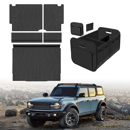 Cargo Trunk Mat with Backrest Mats for Ford Bronco 4 Door 2021-2025 2026,All Weather Protection TPE Heavy Duty Cargo Liner Bronco Accessories,Black - size: Ford Bronco 2021-2026