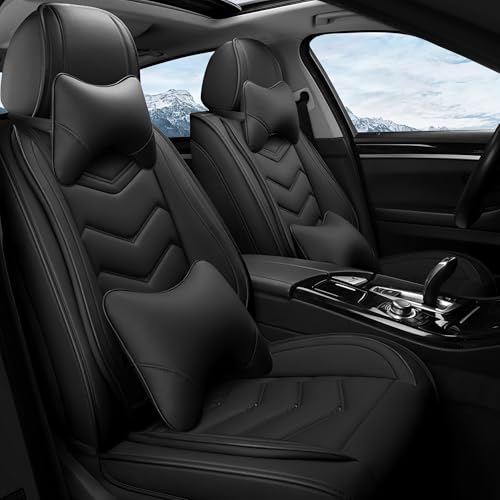 Car Seat Covers Fit for Ford F-150/F-250/F-350 2009-2026, Stylish Sport Seat Cover, Waterproof Wear-Resistant Premium Car Seat Cover，Ford F-150 Seat Covers. (2 Pcs Front with Pillow/Pure Black) - color: Pure Black, size: Luxury 2 Seats