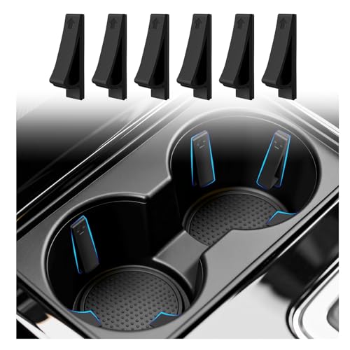 6PCS Car Cup Holder Insert Silicone,Anti-Shake Curve Car Coasters Cupholder Stabilizer for Holding Cups/Bottles,Universal Self-Adhesive Cupholder Insert for Cars/SUVs/Trucks