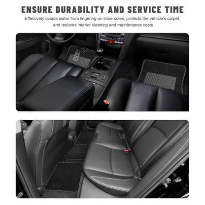 Sun Walker 4 PCS Car Floor Mats, Waterproof Anti-Slip Front & Rear Car Carpets with Driver Heel Pad, All Weather Floor Protective Pads Universal for SUVs Trucks Sedans Vans (Black) - color: Black