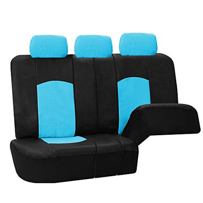 FH Group Highest Grade Faux Leather Split Bench Seat Cover, Rear Set – Universal Fit for Cars Trucks & SUVs (Blue/Black) PU008013 - color: Blue, size: Rear Set