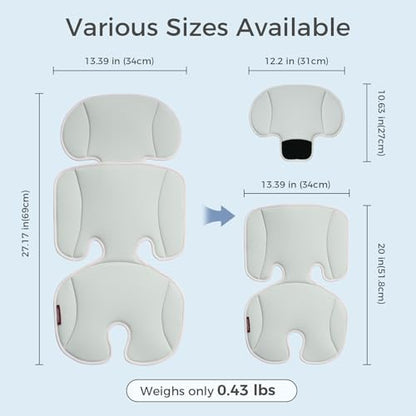 Momcozy Stroller Cooling Pad | Universal Soft Cooler Pad, Breathable & Adjustable Seat Liner | Detachable 2-Piece Cooling Cushion | Fits Strollers, Crib, High Chair, Swing - color: Light Gray