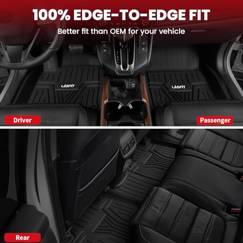 LASFIT Floor Mats & Trunk Mat for Honda CR-V 2017-2022 Gas Only (Upper Position), All Weather Protection TPE Floor Liners 1st & 2nd Row & Cargo Mat Full Set, Black - style: 2）For Honda CR-V | 2017-2022 | Full Set (Cargo Mat in Upper Position)