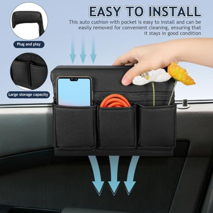 Luxshiny Car Armrest Organizer Multi Functional Door Storage Support Luxurious Cushion for Car Interior Convenient Phone Key Holder Easy to Clean Design