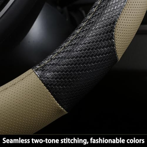 zipelo Elastic Stretch Steering Wheel Cover, Microfiber Breathable Ice Silk, Universal 15 Inch Anti-Slip Car Steering Wheel Protector, Warm in Winter and Cool in Summer for Women (Style1-Beige) - color: Style1-Beige