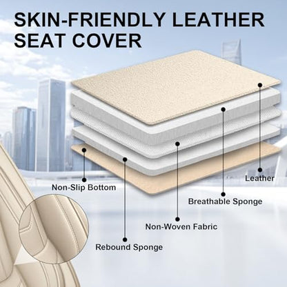 DHAEY Car Seat Covers for Lexus RX 350 2007-2025, Luxury Breathable Seat Cover, Nappa Leather, Wear-Resistant, Anti-Slip, Quick Installation, 2PCS Front, Beige