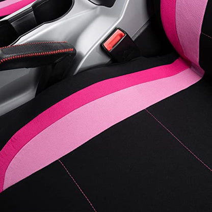 Flying Banner Car Seat Covers Front Seats Rear Bench Polyester car seat Protectors Easy installations Rear Bench Split Classic Man Lady Truck - color: Black Pink & Light Pink