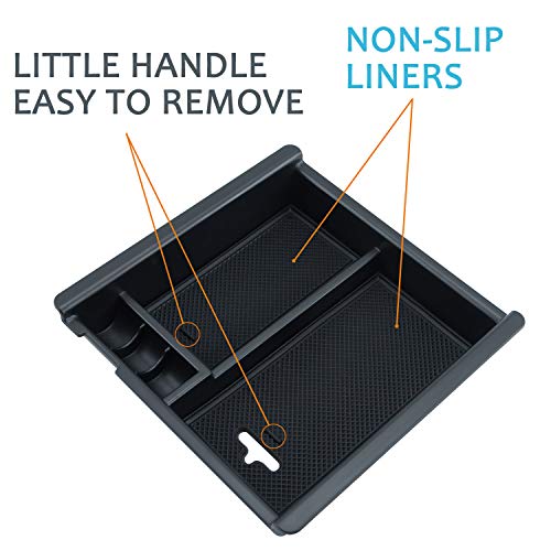 Center Console Accessory Organizer Compatible with Toyota Tacoma 2016 2017 2018 2019 2020 2021 2022 2023, ABS Material Box Insert Tray (Black trim) - color: black