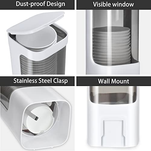 Cup Dispenser, Wall Mounted Water Cooler Cup Dispenser for 3oz-5oz Disposable Cups, Bathroom Cup Holder, Plastic Paper Cup Holder with Adhesive/Screw Mount for Office, Hospital, Bathroom - color: White