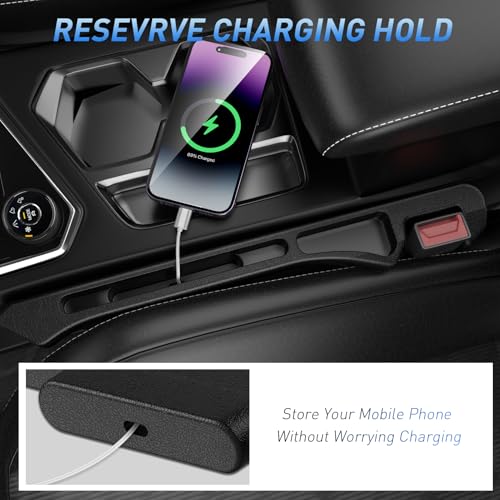 Car Seat Gap Filler 2Pack, Inserts Between Seats Console with Organizer Storage Upgraded Phone Holder Car Side Seat Gap Fillers Cars Front Seats Fill Plug Car Essentials for Vehicle SUV Truck (Black) - color: Black